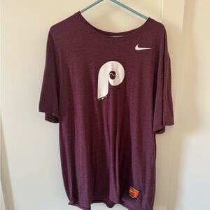 Philadelphia Phillies Retro Nike Short Sleeved Men's Maroon with logo T-Shirt